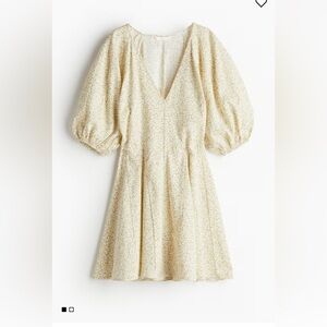 H&M Cream Floral Long Sleeve Dress